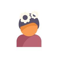 Person thinking about work with gears in head flat icon design style vector
