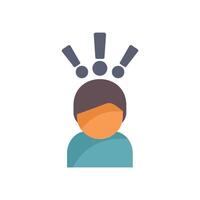Person having many ideas with exclamation points appearing over head vector