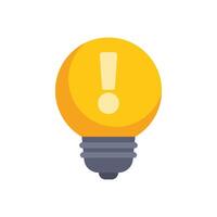 Yellow light bulb showing an exclamation mark for new ideas and solutions vector