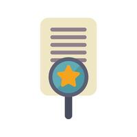 Magnifying glass focusing on star in document for quality control and review vector