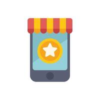 Mobile phone showing loyalty program with star badge and shop awning vector