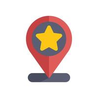 Red location pin showing a favorite place with a star vector