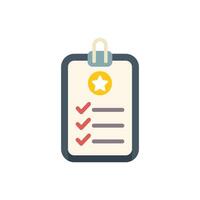 Clipboard with checkmarked task list and star icon vector