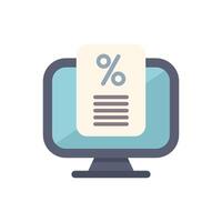 Desktop computer showing financial report with percentage sign on screen vector