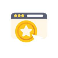 Website showing loyalty program with star badge and cursor clicking vector