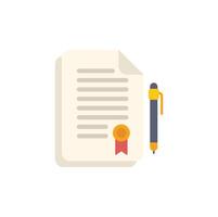 Official document with signature, agreement, contract with pen illustration vector