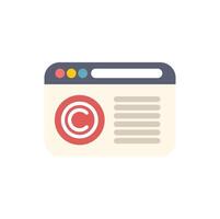 Copyright symbol on website with text lines representing content vector