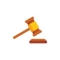 Wooden judge gavel striking sound block making decision vector