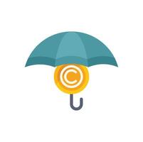 Copyright protection symbol covered by umbrella representing security of intellectual property vector