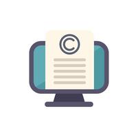 Copyright document displaying on computer monitor screen vector