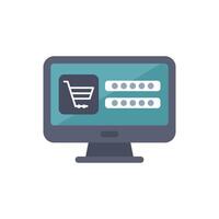 Computer displaying online shopping checkout screen with password field vector