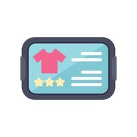 Online shop application showing t shirt product page with rating stars vector