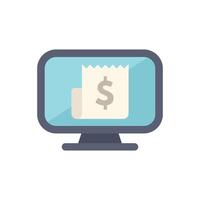 Computer showing online invoice for digital payment vector