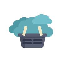 Shopping basket floating on cloud computing storage system vector
