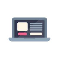 Laptop showing website design program interface with placeholders for images and text vector