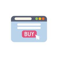 Mouse cursor clicking buy button on web browser window vector