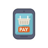 Smartphone showing shopping cart and pay button for e commerce concept vector