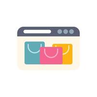 Online shopping website showing bags representing ecommerce purchases vector