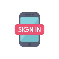 Smartphone showing sign in button for website or app access vector