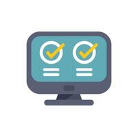 Computer showing validating process with check marks on screen vector