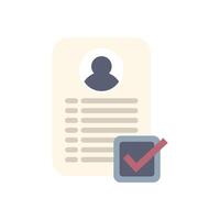 Candidate profile being selected with red check mark on it vector