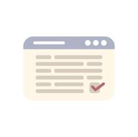 Website showing completed task with check mark symbol vector