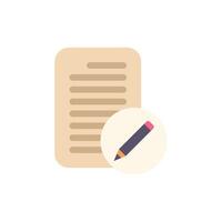 Pencil editing document with lines of text representing writing and editing process vector
