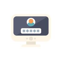 Computer screen displaying user login form requiring password vector