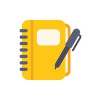 Yellow notebook with pen lying on top taking notes writing illustration vector