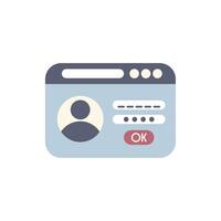 Website interface with login form for website requiring entering user password vector