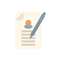 Pen completing curriculum vitae with candidate information vector