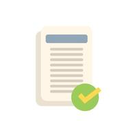 Document being marked with a check mark icon in a circle vector