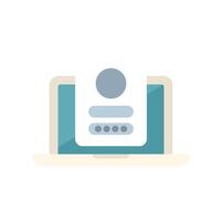 Laptop displaying user profile login screen with password and username fields vector