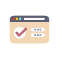 Website showing successful login attempt with checkmark icon vector