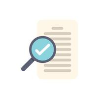 Magnifying glass validating document with check mark icon vector