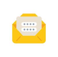 Yellow envelope containing password protected document for email security concept vector