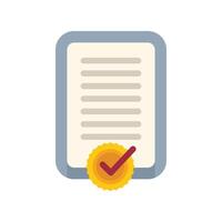 Approved document with check mark icon confirming validation vector