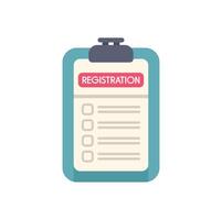 Clipboard showing registration form with checkboxes for marking vector