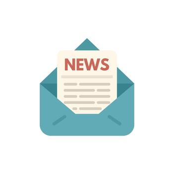 Newsletter coming out of open envelope representing news delivery vector