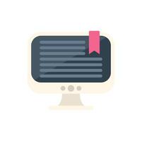 Desktop computer displaying digital textbook for online education vector