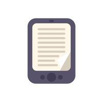 E reader showing e book with page curl on screen vector