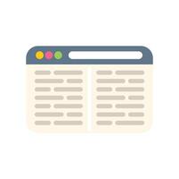 Simple browser window displaying website code in flat design vector