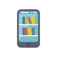 Smartphone displaying bookshelf with colorful books for online library app vector