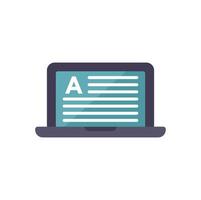Laptop displaying text editing software interface for copywriting vector