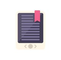 E reader displaying e book with bookmark for digital reading vector