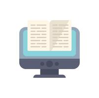 Open book displaying on desktop computer monitor screen vector