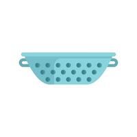Empty metal colander with handles straining food vector