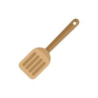 Wooden spatula with holes lying isolated on white background vector