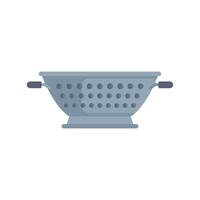 Metal colander with handles standing on white background vector