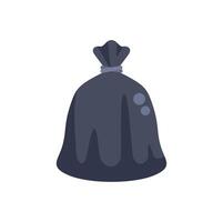 Full black trash bag tied with rope lying on the floor vector